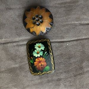 Vintage Wooden Brooches